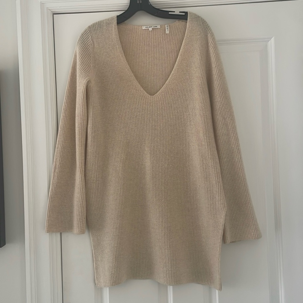 Helmut Lang Cream V-Neck Sweater